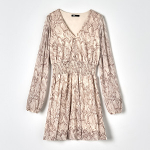 Sinsay - Sukienka mini z bufiastymi rękawami - Wielobarwny - damski - 1073X-MLC