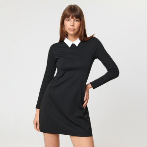 Sinsay - Sukienka mini z kołnierzykiem - Czarny - damski - 1086X-99X