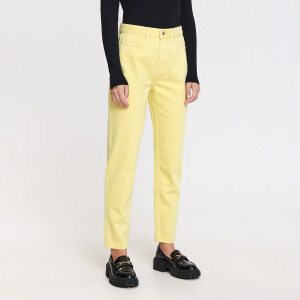 Sinsay - Jeansy mom high waist - Żółty - damski - 1144F-10J