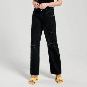 Sinsay - Jeansy straight low waist - Czarny - damski - 1146F-99J