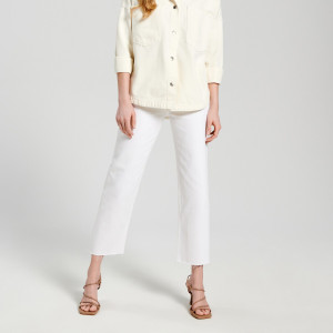 Sinsay - Jeansy straight high waist - Biały - damski - 1169F-00J