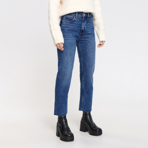 Sinsay - Jeansy straight high waist - Granatowy - damski - 1169F-59J