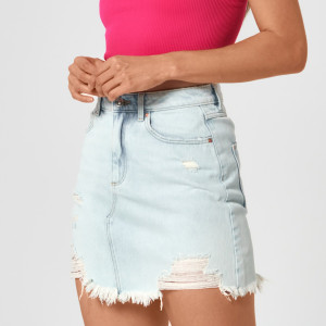 Sinsay - Spódnica jeansowa mini - Niebieski - damski - 1241F-05J