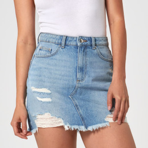 Sinsay - Spódnica jeansowa mini - Niebieski - damski - 1241F-50J