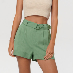 Sinsay - Pantaloncini con cintura allacciata in vita - Verde - Da donna - 1285F-81X
