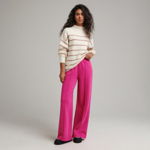 Sinsay - Spodnie wide leg high waist - Różowy - damski - 1451O-43X