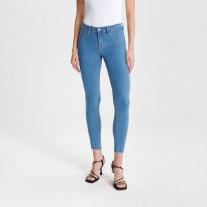 Sinsay - Jeansy skinny mid waist - Niebieski - damski - 1490B-50J