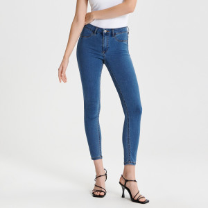 Sinsay - Jeansy skinny mid waist - Niebieski - damski - 1490B-55J