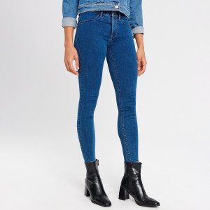 Sinsay - Jeansy skinny mid waist - Granatowy - damski - 1490B-59J