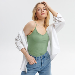 Sinsay - Top na ramiączkach - Zielony - damski - 1613F-81X