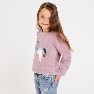 Sinsay - Sweter z cekinami - Fioletowy - dziewczynka - 1657M-04X