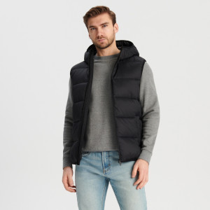 Sinsay - Kamizelka z kapturem - Czarny - męski - 1829O-99X