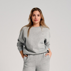 Sinsay - Felpa con ricamo - Grigio chiaro - Da donna - 182AC-09M