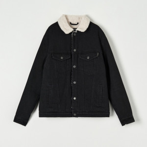 Sinsay - Kurtka jeansowa sherpa - Czarny - męski - 1833O-99J