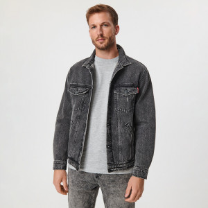 Sinsay - Kurtka jeansowa - Szary - męski - 1836O-90J