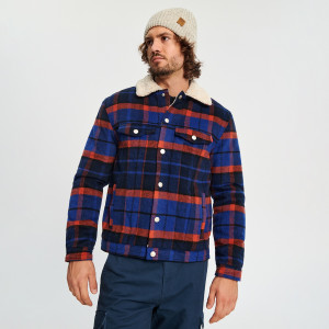 Sinsay - Kurtka sherpa w kratę - Niebieski - męski - 1854O-54X