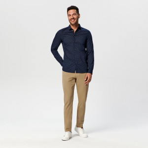 Sinsay - Slim fit shirt with micro print - Blu scuro - Da uomo - 1897O-59X