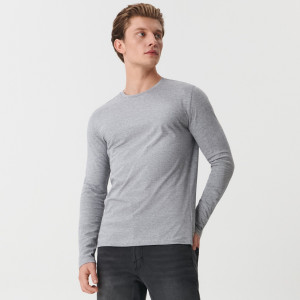 Sinsay - Koszulka z długimi rękawami - Jasny szary - męski - 1991O-09M