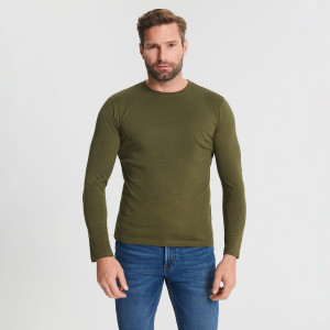 Sinsay - Koszulka z długimi rękawami - Khaki - męski - 2001O-87X