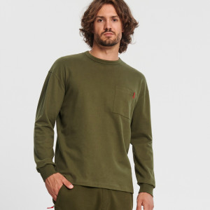 Sinsay - Koszulka z długimi rękawami - Khaki - męski - 2003O-87X