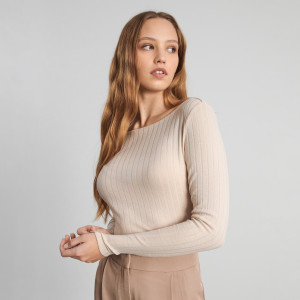Sinsay - Langarmshirt - Elfenbein - damen - 205AC-02X