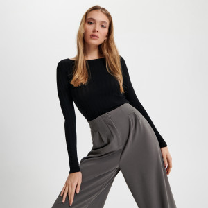 Sinsay - Langarmshirt - Schwarz - damen - 205AC-99X