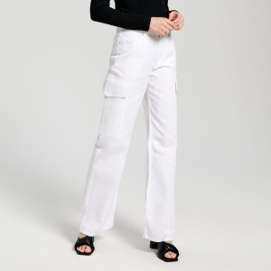 Sinsay - Jeansy wide leg high waist - Biały - damski - 2061F-00J