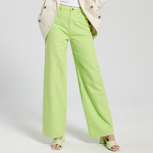 Sinsay - Jeansy wide leg high waist - Zielony - damski - 2074F-07J