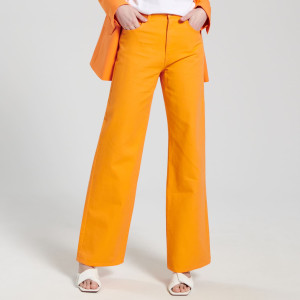 Sinsay - Jeansy wide leg high waist - Pomarańczowy - damski - 2074F-22J