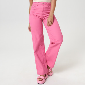 Sinsay - Jeansy wide leg high waist - Różowy - damski - 2074F-30J