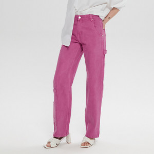 Sinsay - Jeansy straight low waist - Fioletowy - damski - 2076F-44J