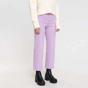 Sinsay - Jeansy cropped high waist - Fioletowy - damski - 2085F-34J