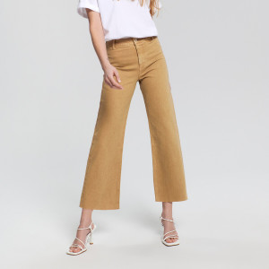 Sinsay - Jeansy cropped high waist - Beżowy - damski - 2085F-80J