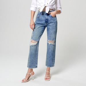 Sinsay - Jeansy straight high waist - Niebieski - damski - 2087F-50J