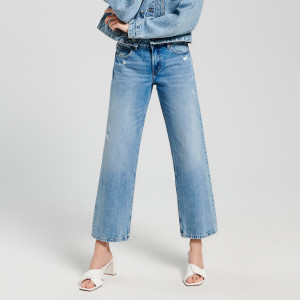 Sinsay - Jeansy straight low waist - Niebieski - damski - 2088F-55J