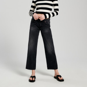 Sinsay - Jeansy straight low waist - Czarny - damski - 2088F-99J