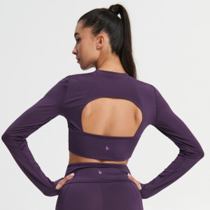 Sinsay - Crop top GYM HARD - Fioletowy - damski - 2103F-49X