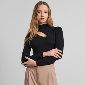 Sinsay - Body z długim rękawem - Czarny - damski - 214AC-99X