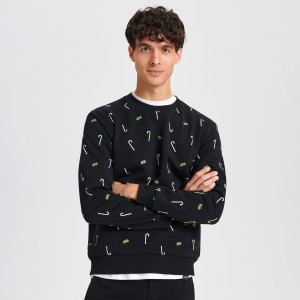 Sinsay - Bluza z nadrukiem - Czarny - męski - 2256F-99X