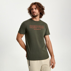 Sinsay - Koszulka z nadrukiem - Khaki - męski - 2263O-78X