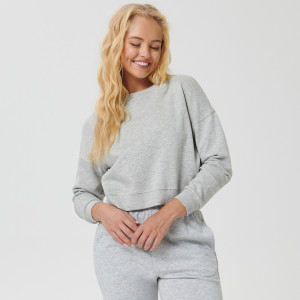Sinsay - Bluza ze ściągaczami - Jasny szary - damski - 2300B-09M