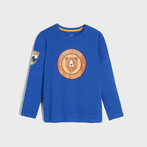 Sinsay - Tricou cu mânecă lungă și imprimeu - Albastru - Băieței - 2555Q-54X