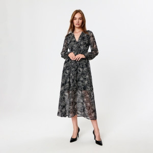 Sinsay - Sukienka midi w kwiaty - Wielobarwny - damski - 2559X-MLC