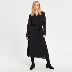 Sinsay - Sukienka midi z wiązaniem - Czarny - damski - 2566X-99X