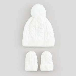 Sinsay - Komplet: czapka i rękawiczki - Kremowy - dziewczynka - 2661F-01X