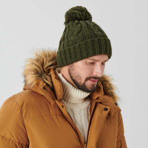 Sinsay - Čiapka beanie s brmbolcom - Zelená - Muž - 2792O-71X