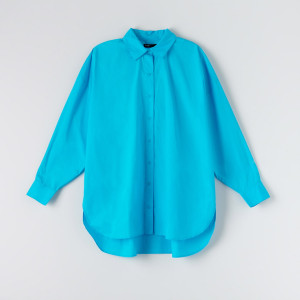 Sinsay - Koszula bawełniana oversize - Niebieski - damski - 2874F-50X