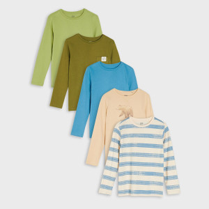 Sinsay - Koszulki 5 pack - Beżowy - chłopiec - 3005X-08X