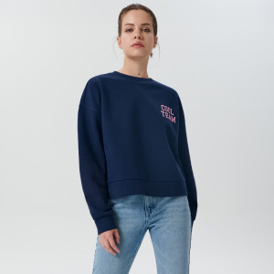 Sinsay - Sweatshirt mit Druck - Marineblau - damen - 3007A-59X