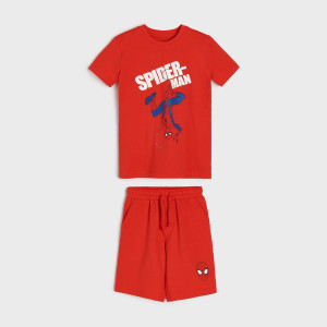 Sinsay - Σετ με μπλούζα και σορτς Spider-Man - Κοκκινο - Αγόρι - 3043M-33X